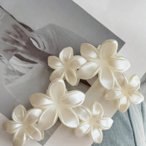 White  Floral Hair Clips