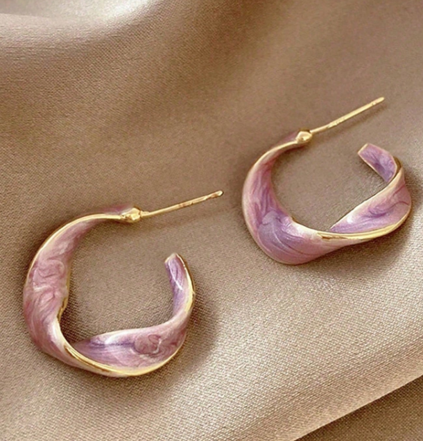 1 Pair Asymmetrical Geometric Twisted C-Shaped Dangle Earrings