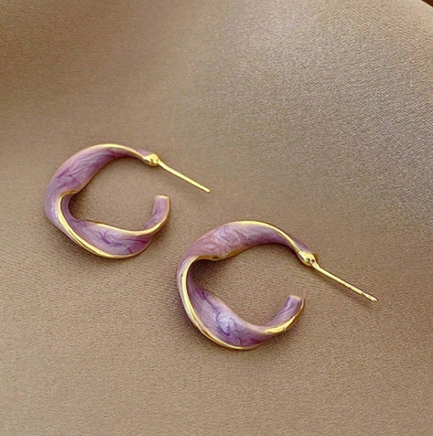 1 Pair Asymmetrical Geometric Twisted C-Shaped Dangle Earrings